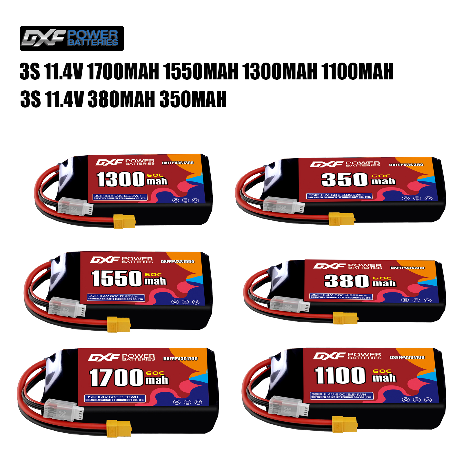 Drone Battery 3S - DXF Lipo 3S Battery 11.4V 1700mAh