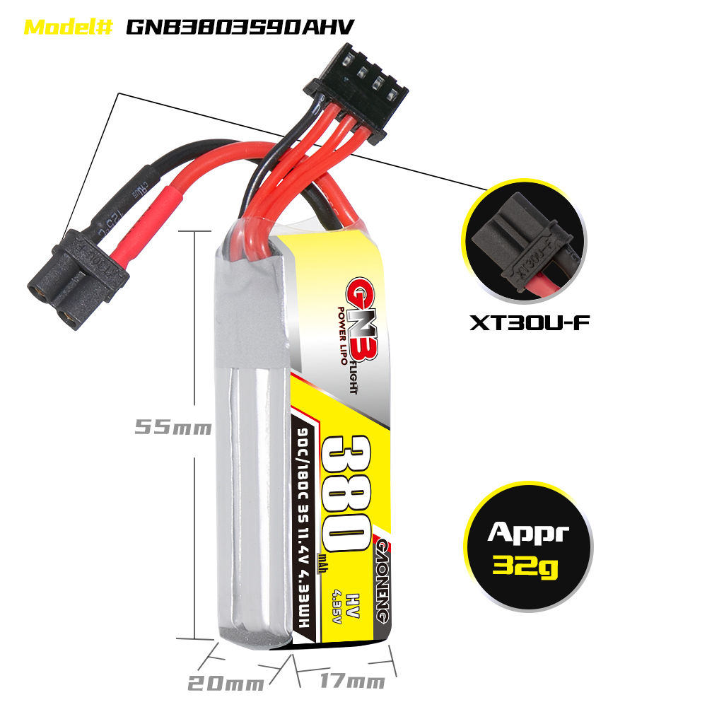 GNB GAONENG 3S 11.4V HV 380mah - مراجعة Drone Battery High Voltage وسعره