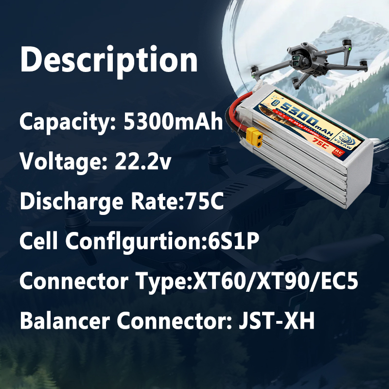 VSVAW 6S 5300mAh Lipo Battery  - مراجعة Drone Battery Connector وسعره