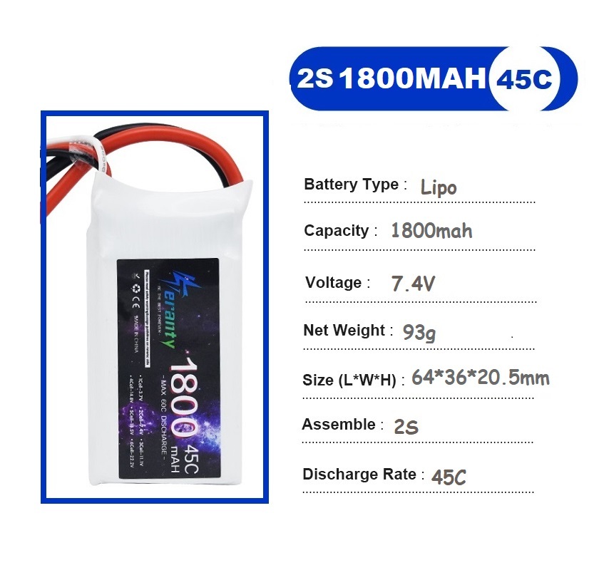 2PCS 7.4V Lipo 2S Battery 1500 - مراجعة Drone Battery Lipo وسعره