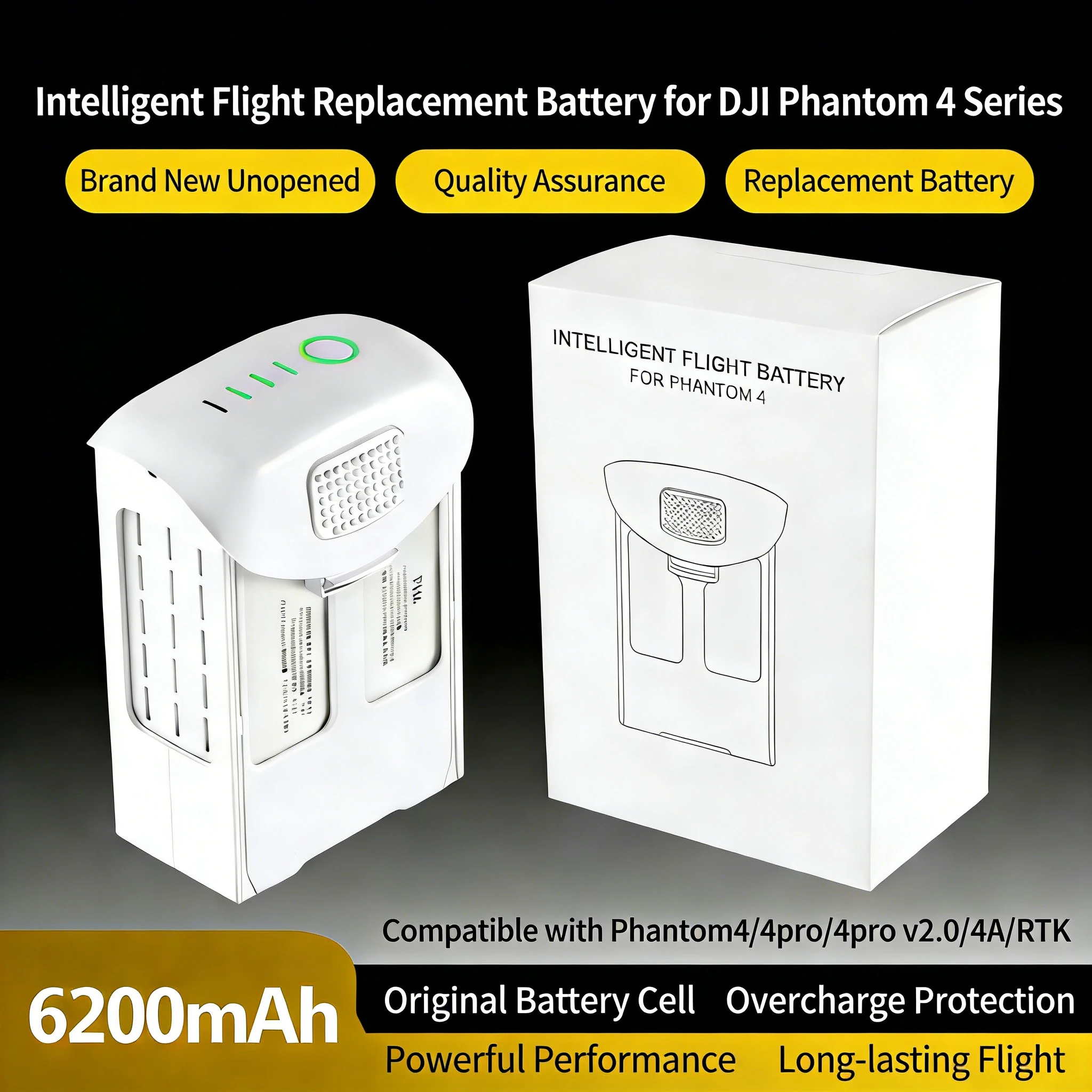 New Phantom 4 battery 6200mah  - مراجعة Drone Battery Li-Ion وسعره