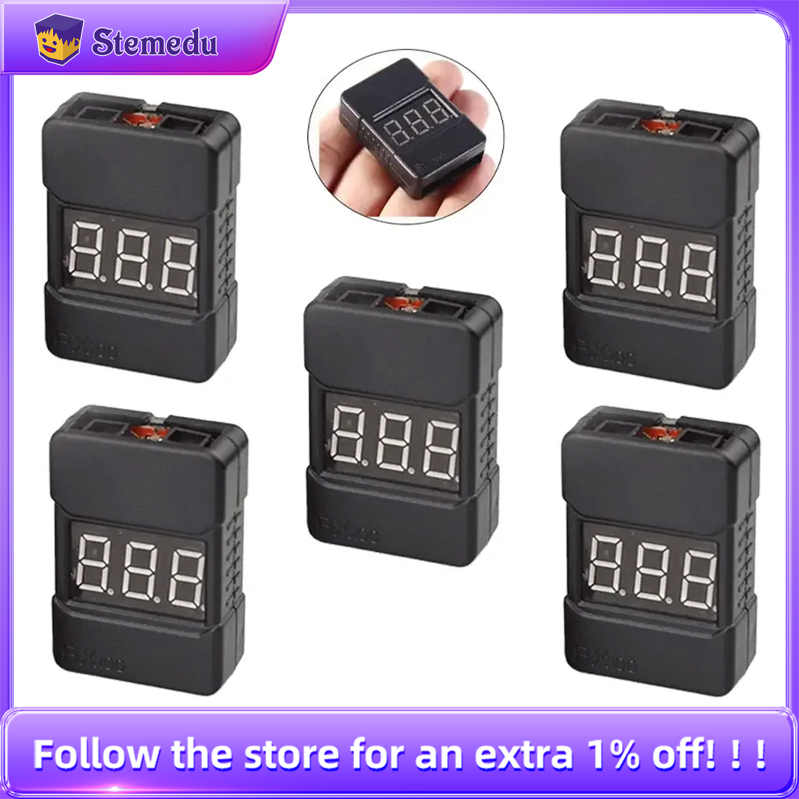 BX100 1-8S Lipo Battery Voltag - مراجعة Drone Battery Alarm وسعره