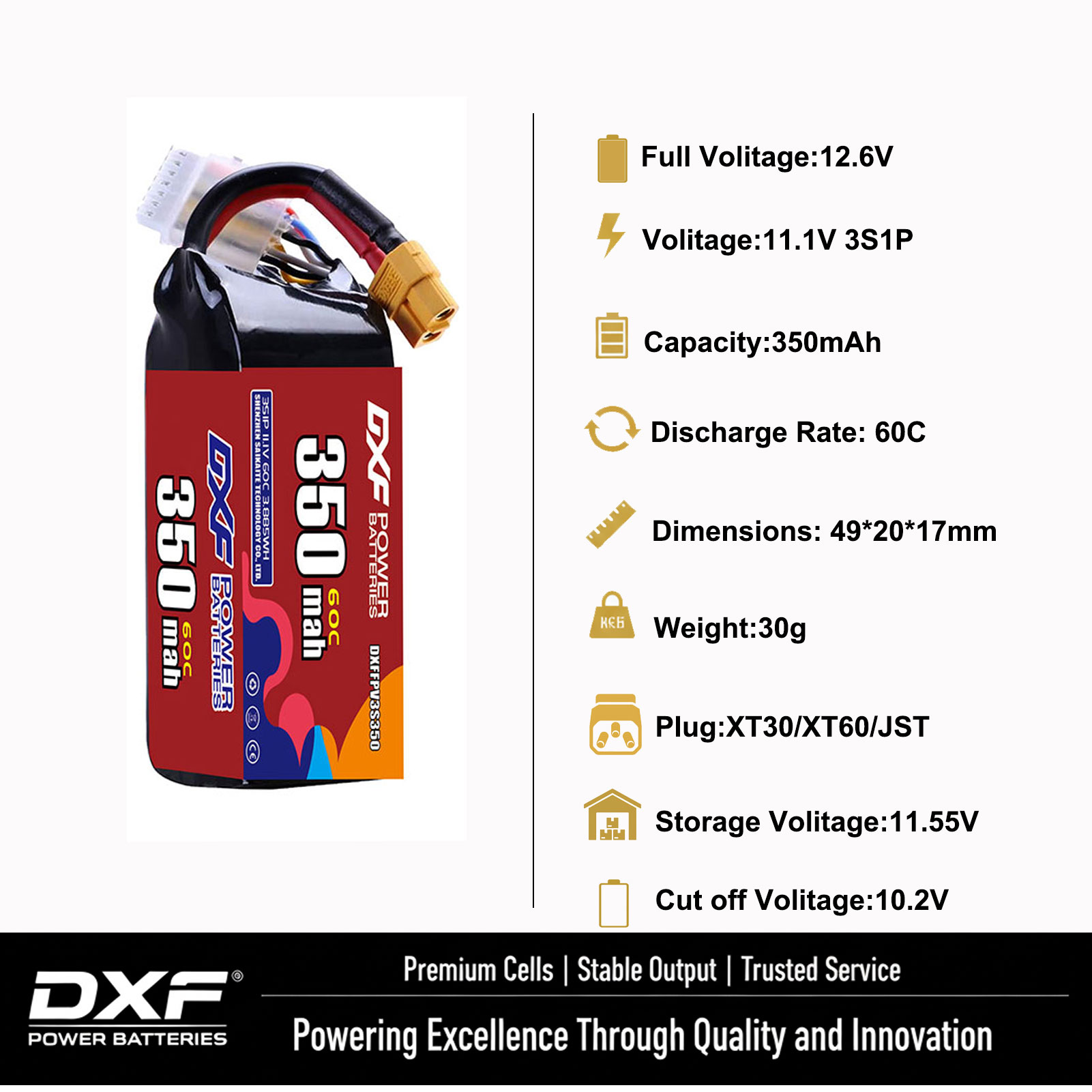DXF Lipo 3S Battery 11.4V 1700 - مراجعة Drone Battery 3S وسعره
