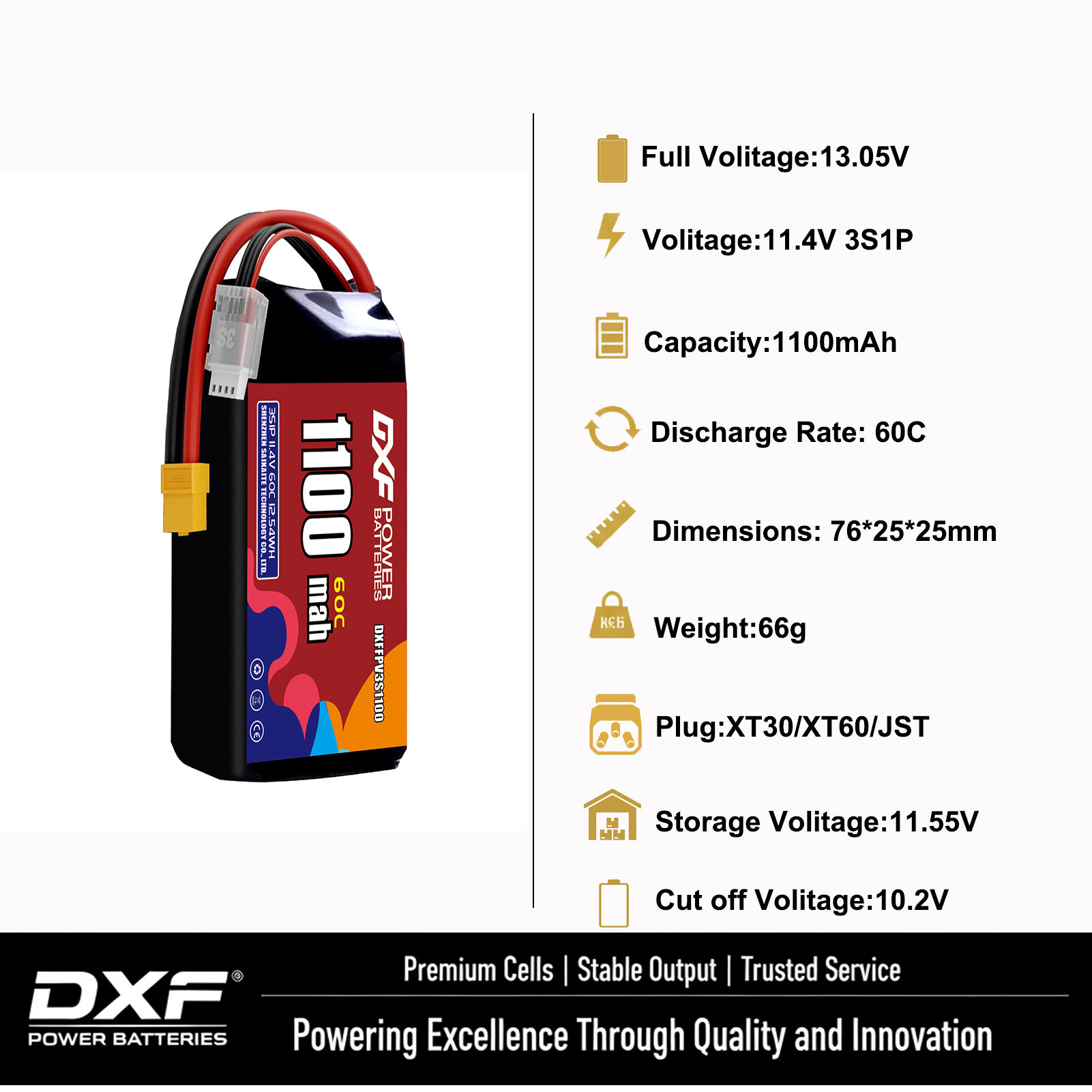 DXF Lipo 3S Battery 11.4V 1700 - مراجعة Drone Battery 3S وسعره