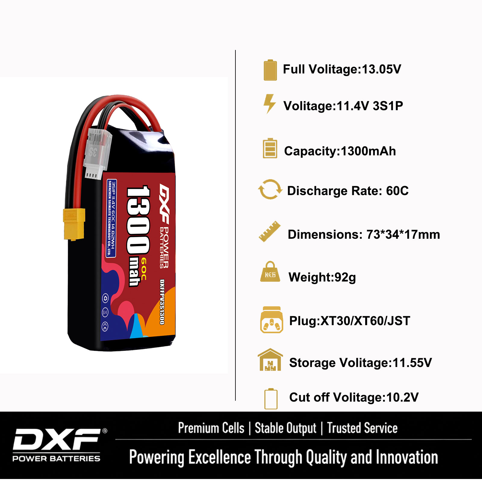 DXF Lipo 3S Battery 11.4V 1700 - مراجعة Drone Battery 3S وسعره